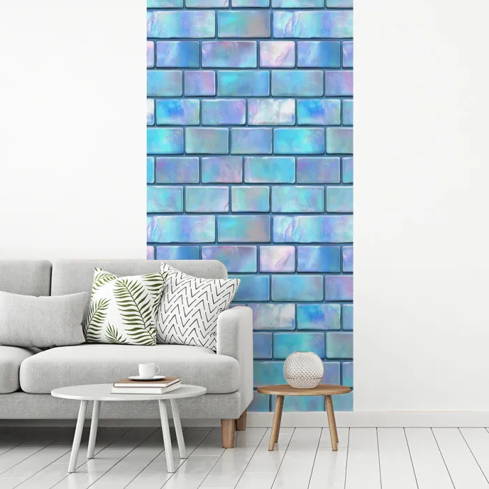 Blauw - Glans - Muur fotobehang vinyl groot 64 -woonkamer