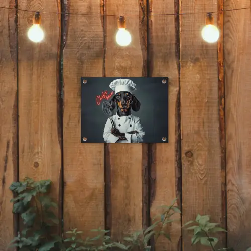 Quote - Neon - Hond - Kokskleding tuinposter los doek klein -sfeer1