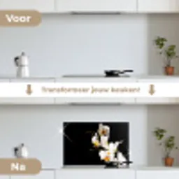 Orchidee - Bloemen - Planten - Botanisch keuken achterwand spatscherm klein -voor_na_NL