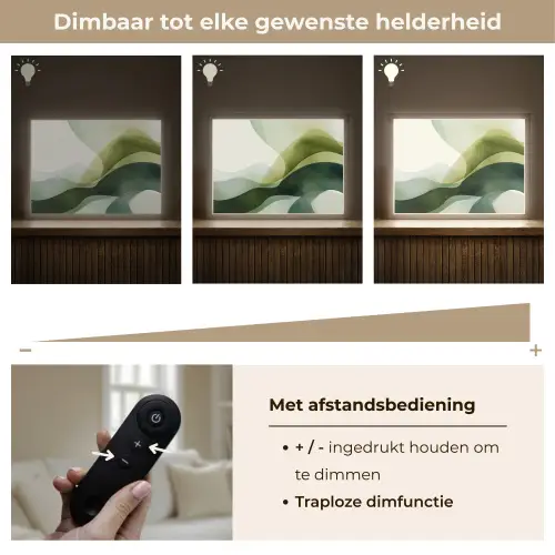 Golven - Abstract - Lichtgroen - Sierlijk Light Box met batterij (Wandlamp) middel -USP_dimbaarNL