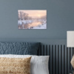 Rivier - Winter - Landschap - Sneeuw - Zonsopgang poster papier klein -sfeer2
