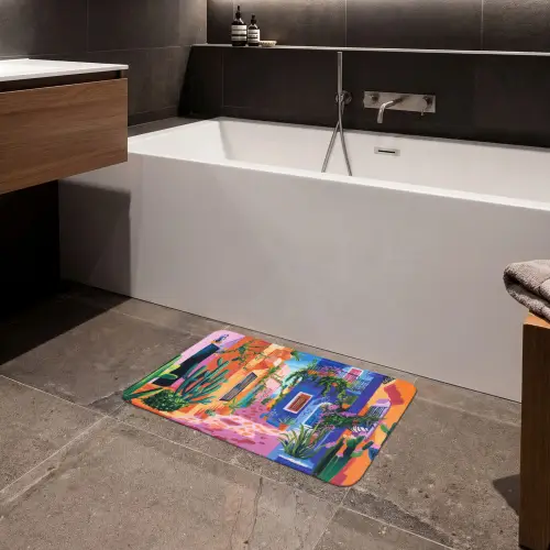 Geel - Blauw - Oranje - Huis Badmat klein -sfeer3