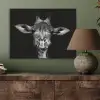 Giraffe - Portret - Dieren - Zwart - Wit PET vilt klein -sfeer2