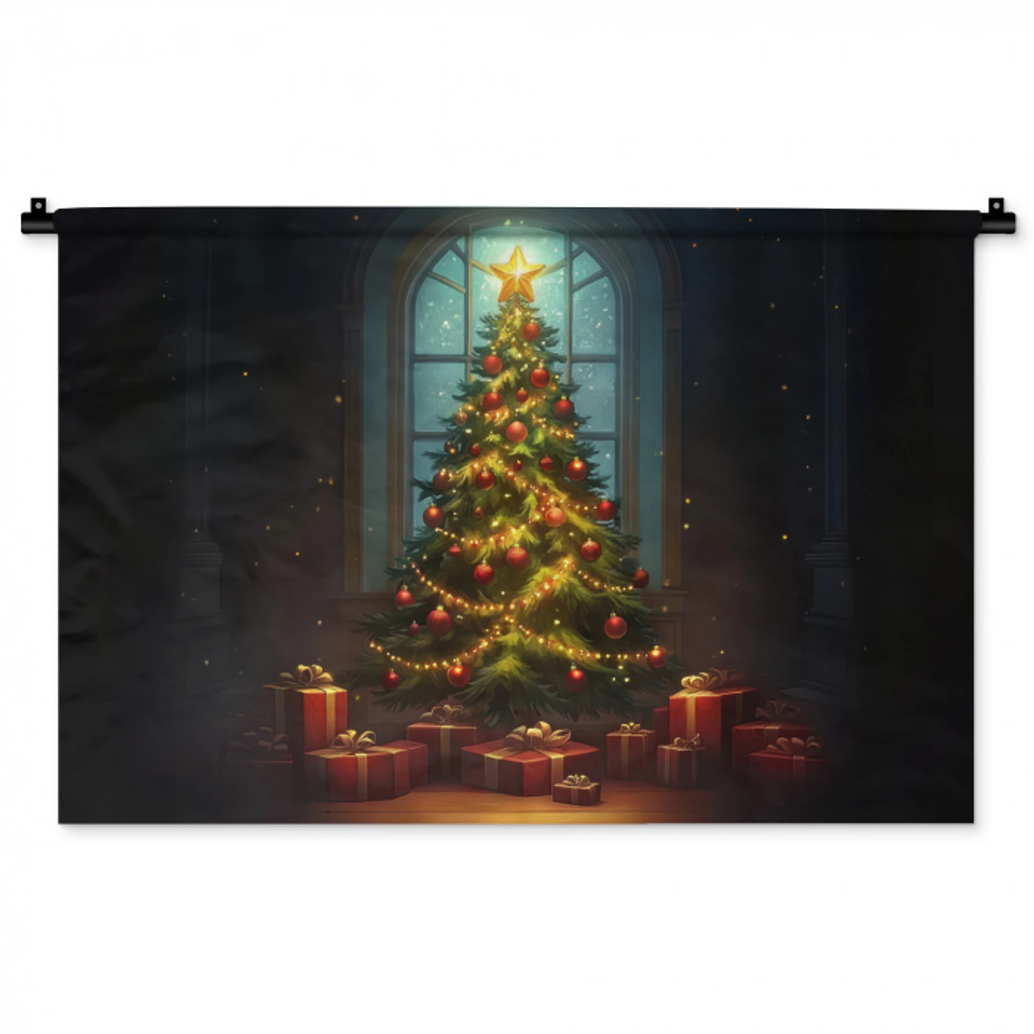 Kerstboom - Cadeau - Kerst - Winter Wandkleed katoen middel -zz3d