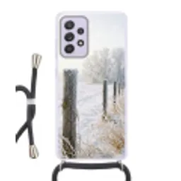 Hek - Sneeuw - Mist - Platteland - Nostalgisch Hoesje Samsung Galaxy A52 5G met koord klein -3d