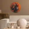 Vrouw - Chilipepers - Pepers - Bloemen Akoestische PET Vilt - Rond klein -sfeer1