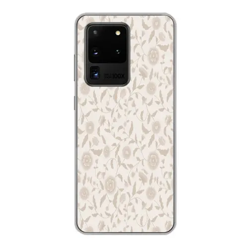 Sierlijk - Bloemen - Beige Telefoonhoesje Samsung Galaxy S20 Ultra klein 358 -3d