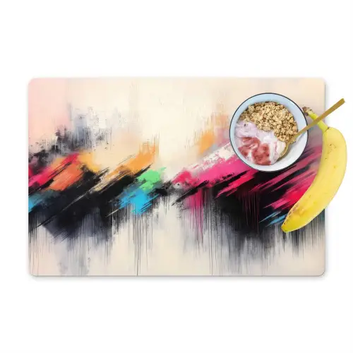 Dynamisch - Abstract - Kleurrijk - Zwart Placemat vinyl groot -zzzproduct_Kitchenyeah-website