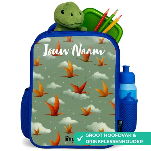 Patroon - Dino - Pterosaurussen Kinderrugzak - Blauw middel -inhoud_NL