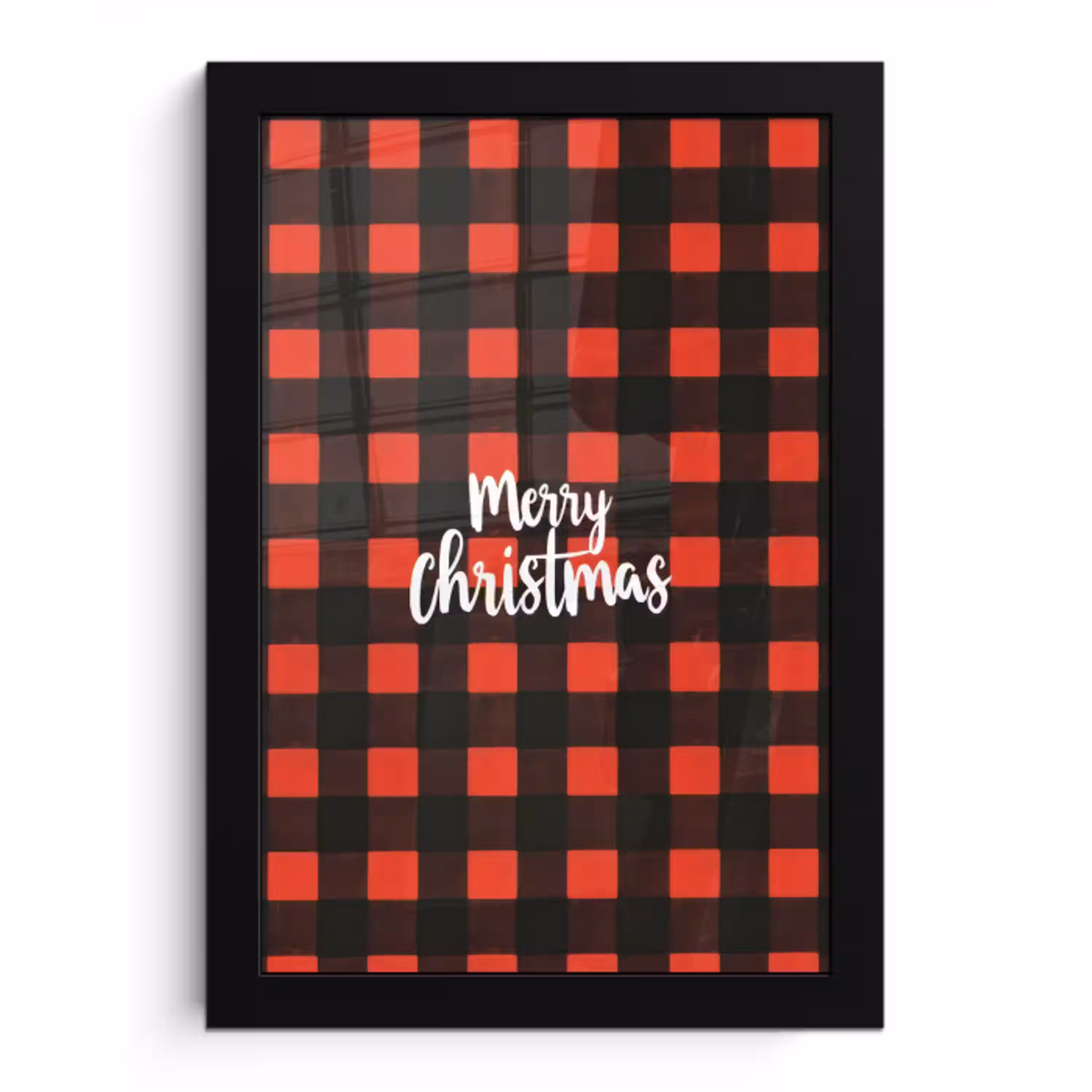Geruit - Rood - Tekst - Christmas fotolijst zwart zonder passe partout klein -3d