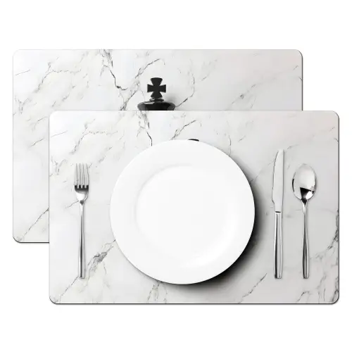 Schaakstuk - Koning - Zwart - Marmer Placemat vinyl groot -zzsfeer2_Kitchenyeah-website