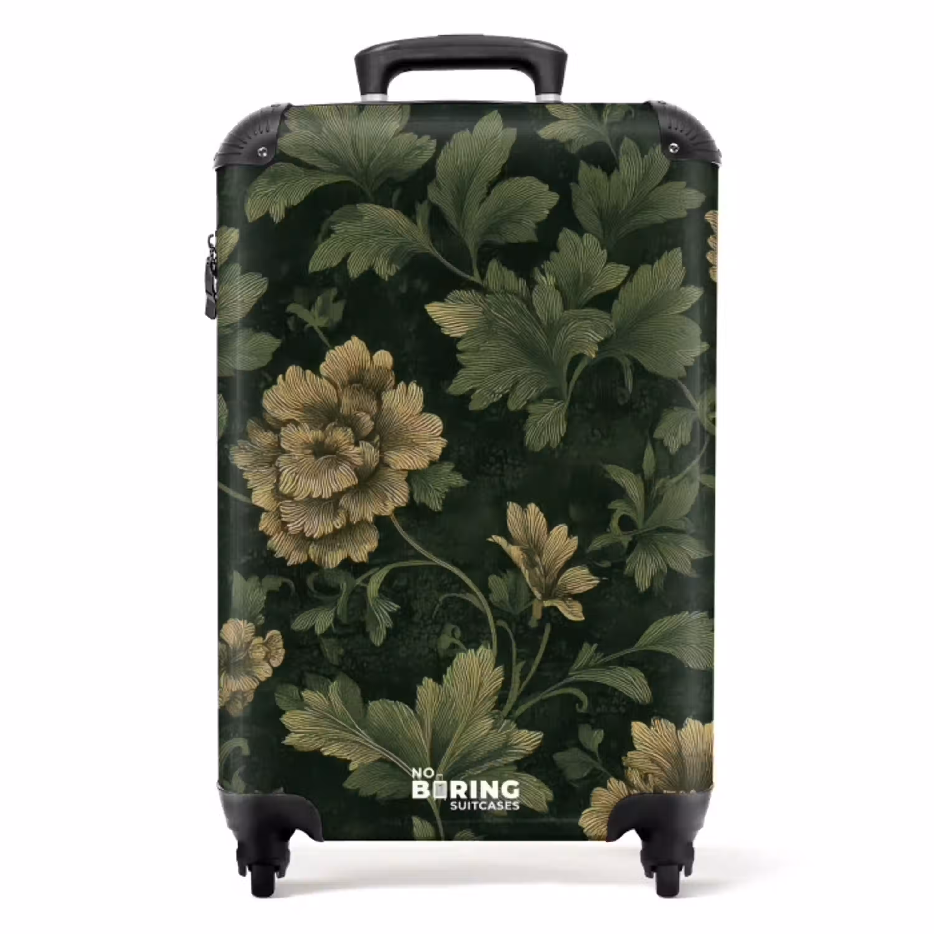 Donker - Groen - Goud - Botanisch NBS - Handbagage koffer - Volwassenen Unisex middel -productfoto_recht
