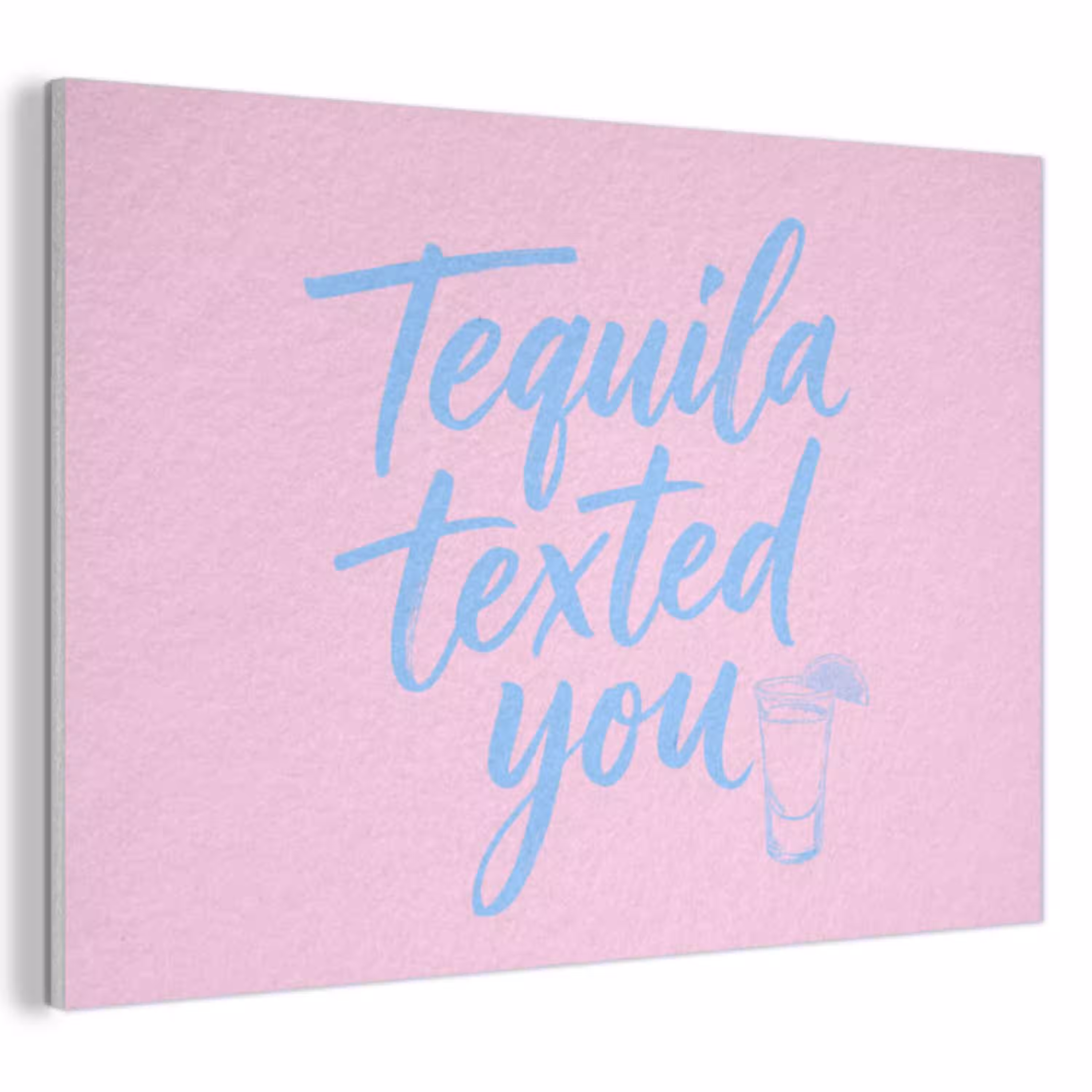 Tequila texted you - Roze - Blauw PET vilt klein -3d