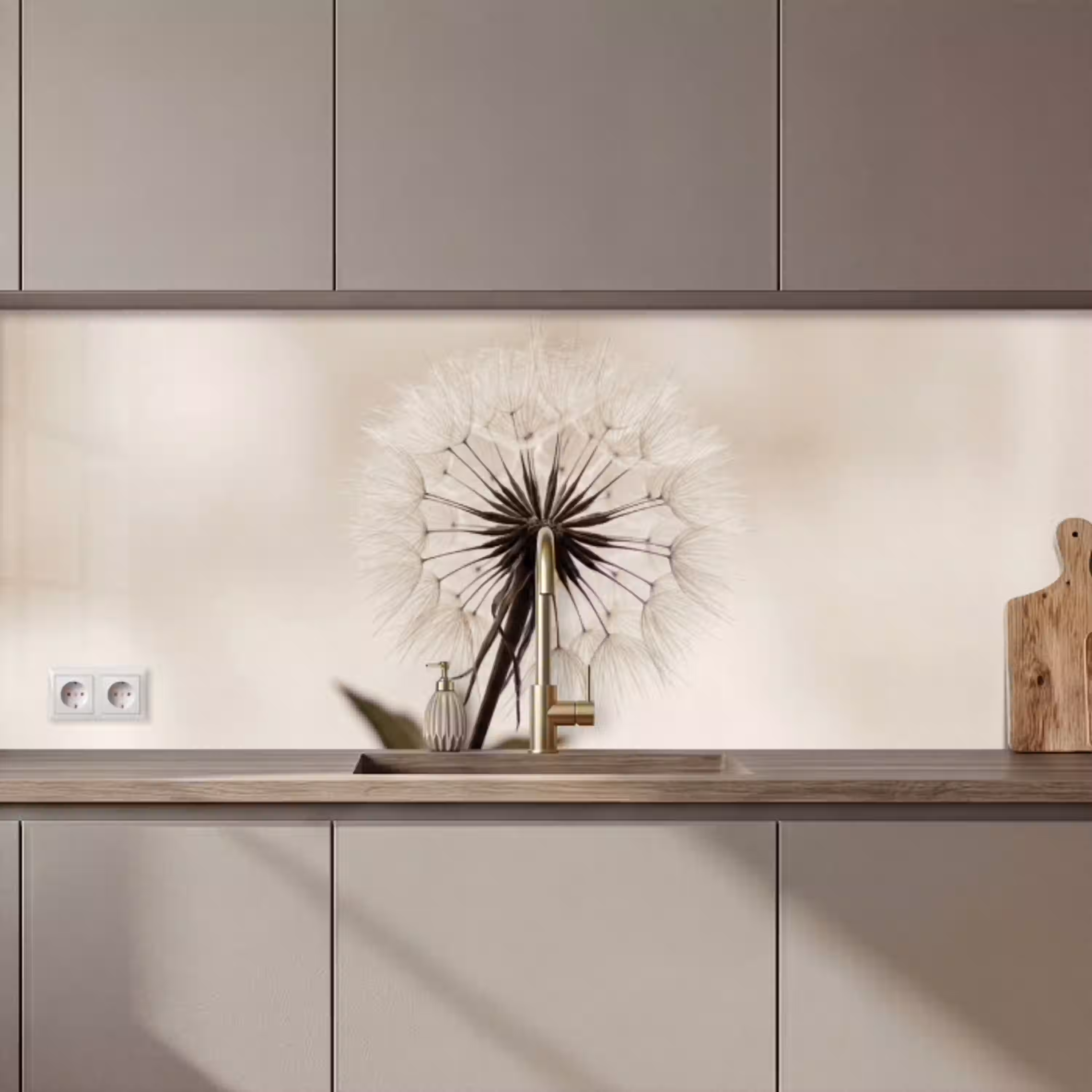Paardenbloem - Minimalistisch - Wit keuken achterwand 2 middel zz_3dshopping