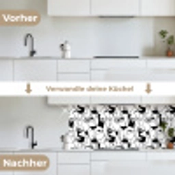Lijnen - Gezichten - Zwart - Wit keuken achterwand 2 middel 871 -voor-na_DE