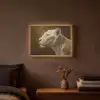 Leeuwin - Bloemen - Wit - Goud Light Box met batterij (Wandlamp) middel -sfeer4