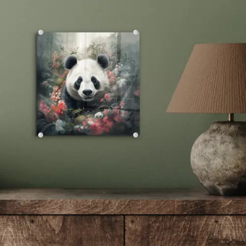 Panda - Wilde dieren - Bloemen - Natuur plexiglas 5mm klein -sfeer3