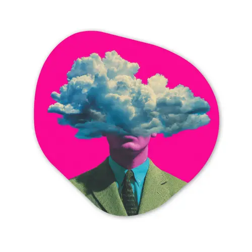 Man - Pak - Wolk - Roze Wandcirkel Organisch Forex 3mm klein -3d