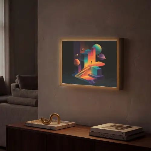 Abstract - Trappen - Mens - Planeten Light Box met batterij (Wandlamp) middel -sfeer1