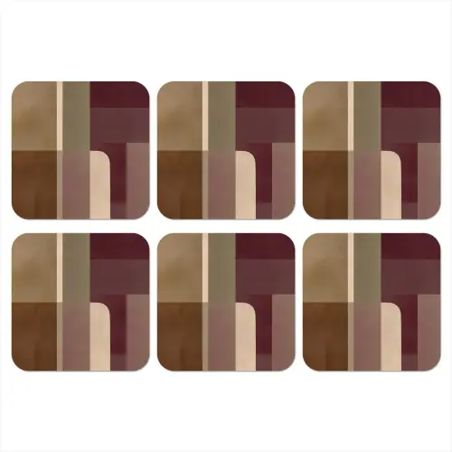 Vlakken - Abstract - Bordeaux - Lijnen onderzetter kurk middel -3d