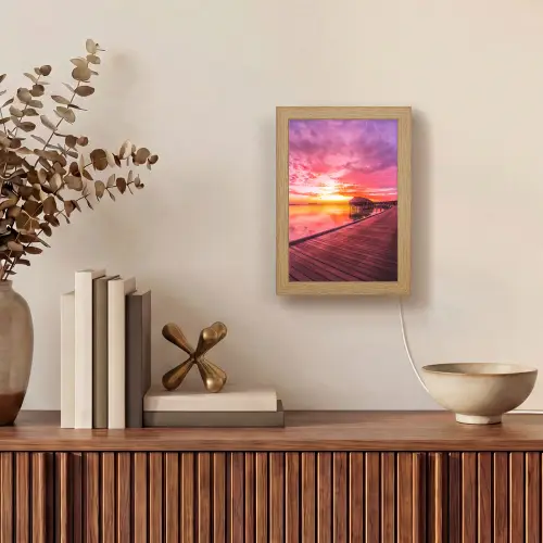 Steiger - Water - Zon - Roze - Horizon Light Box met kabel (Tafellamp) klein -sfeer2