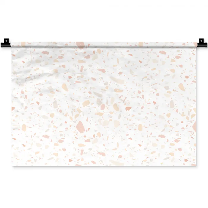Terrazzo -  Patroon - Wit - Perzik Wandkleed katoen klein 269 -zz3d