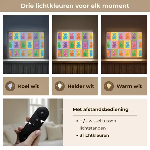Art- Snoep - Kleurrijk Light Box met batterij (Wandlamp) middel -USP_lichtkleurNL