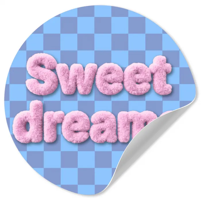 Sweet dreams - Vierkanten - Roze - Blauw Wandcirkel behangsticker klein -3d
