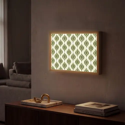 Patroon - Retro - Groen Light Box met batterij (Wandlamp) middel 907 -sfeer1