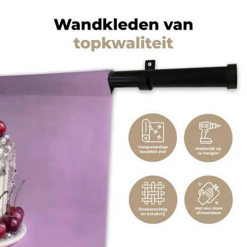 Taart - Kersen - Juwelen - Rood Wandkleed katoen klein -sfeer2