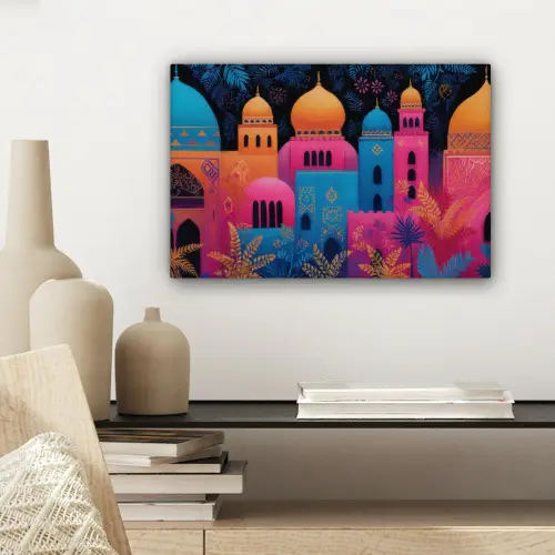 Kleurrijk - Stad - Nacht canvas 2cm klein -sfeer6