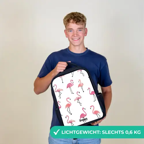 Flamingo feestje Rugzak - Zwart middel -sfeer7_NL