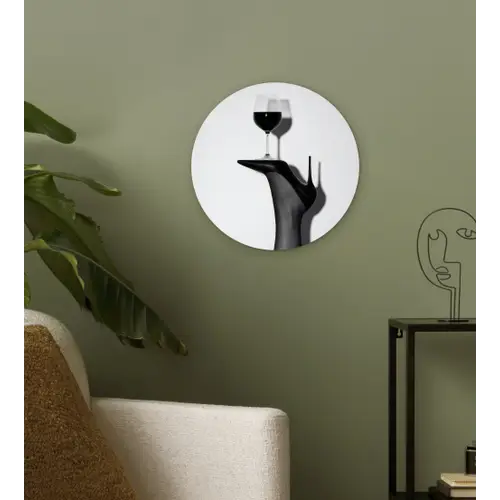 Hak - Wijn - Minimalistisch - Zwart Wandcirkel kunststof plaat 5mm dik klein -sfeer3