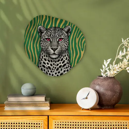 Panter - Zebrapatroon - Groen Wandcirkel Organisch Forex 3mm klein -sfeer2