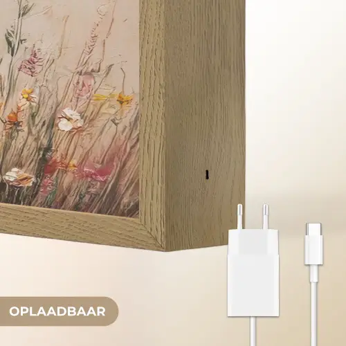 Wilde bloemen - Penseelstreken - Rustgevend Light Box met batterij (Wandlamp) middel -USP_websiteoplaadbaarNL