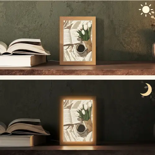 Boek - Illustratie - Tulpen - Koffie Light Box met kabel (Tafellamp) klein -sfeer3