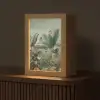 Tropisch bladerdek - Vlinders - groen - Bruin Light Box met kabel (Tafellamp) klein -z3d_website