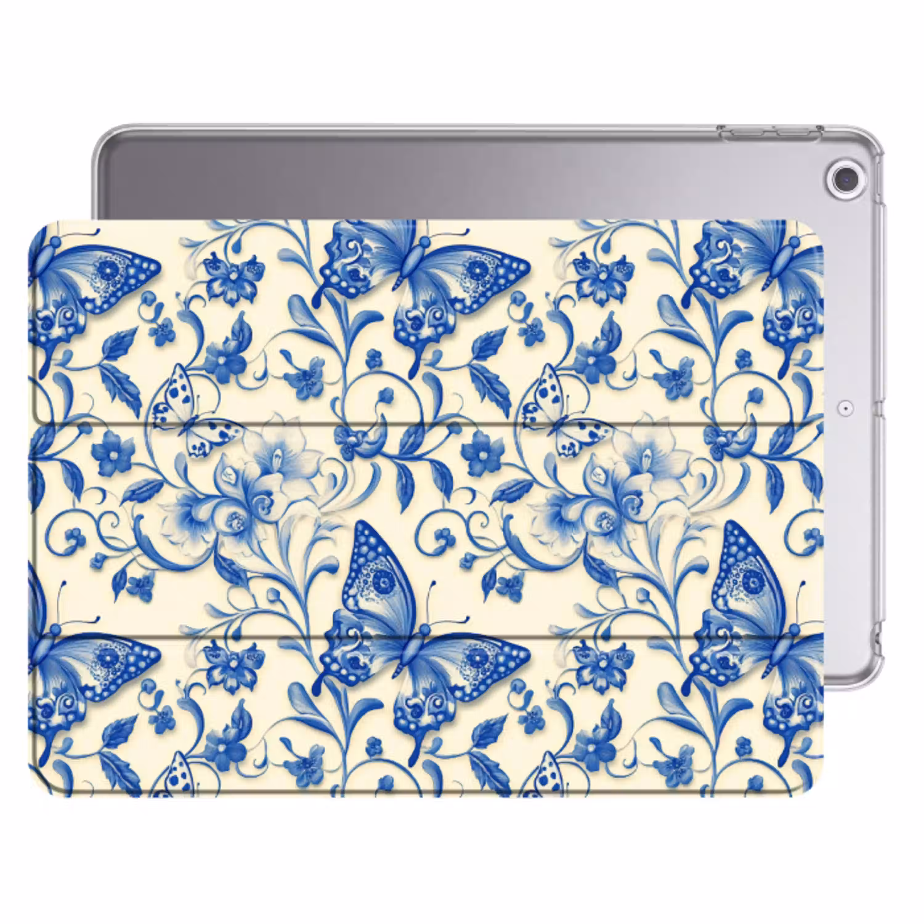 Vlinders - Bloemen - Blauw - Botanisch Apple iPad 2017 middel 1172 -threedimensional_3d_global