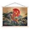 Koi - Zee - Golven - Zon textielposter latten blank klein -3d