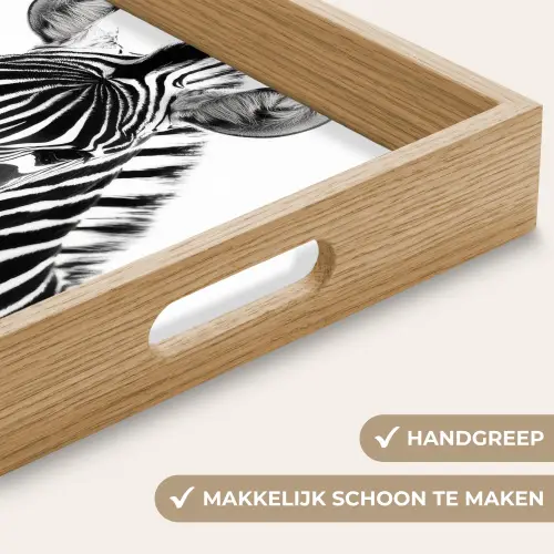 Zebra - Close-up - Zwart - Strepen Dienblad Rechthoek middel -USP_HandgreepNL