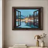 Doorkijk - Winter - Landschap - Natuur - Huis - Bergen Textielframe - compleet frame klein -sfeer2