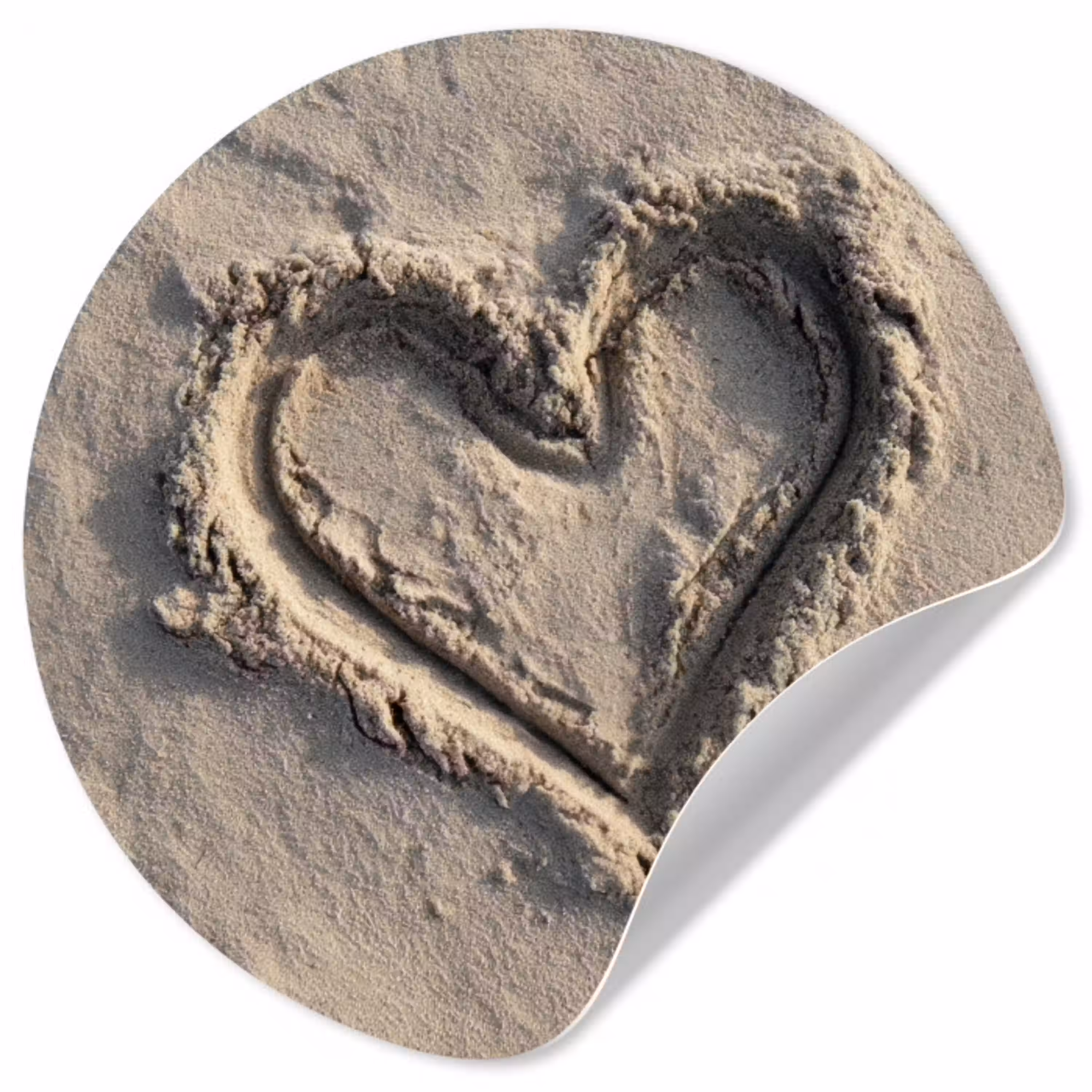 Hartvorm - Getekend - Beige - Zand Wandcirkel behangsticker klein -3d