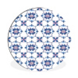 Modern - Patroon - Blauw - Roze Wandcirkel aluminium klein 190 -3d