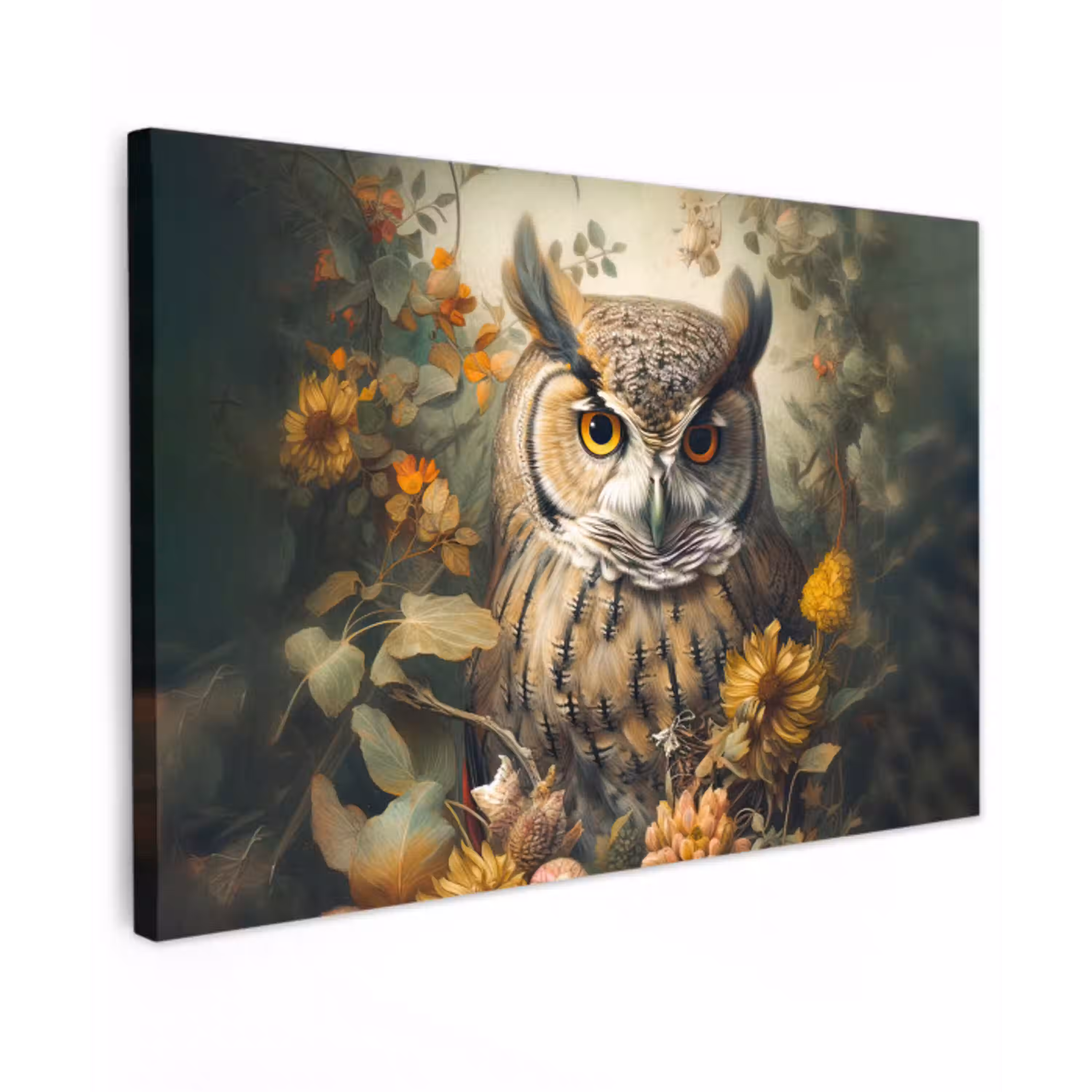 Uil - Vogels - Bloemen - Natuur canvas 2cm klein -z3d
