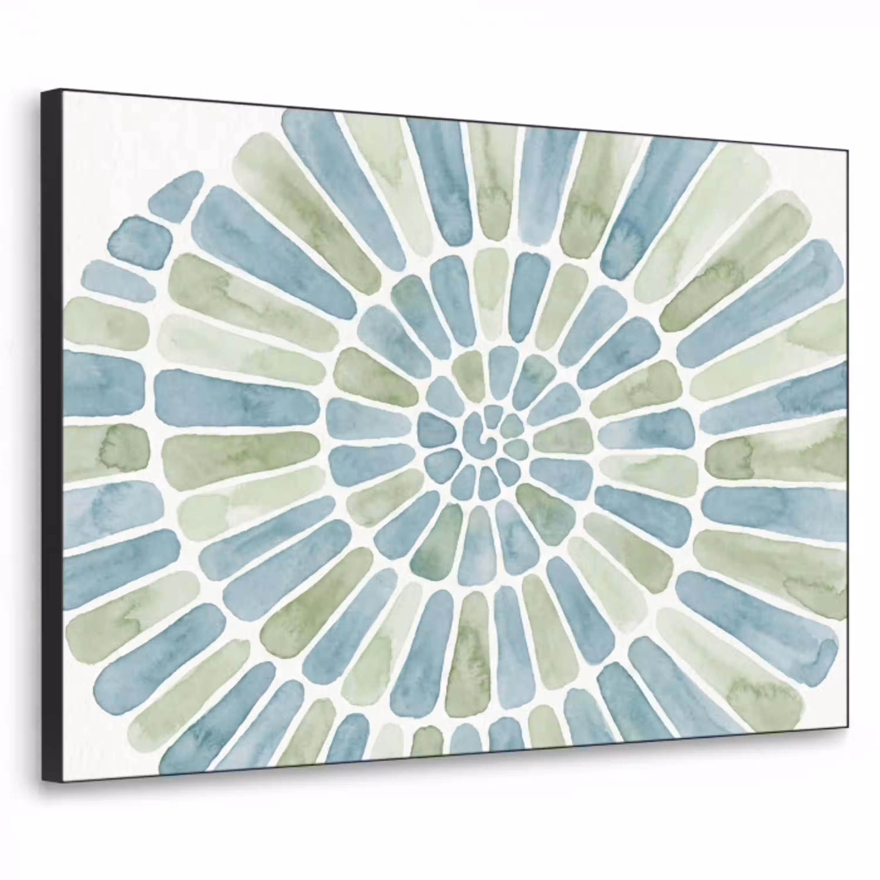 Abstract - Spiraal - Patroon - Modern - Blauw-Groen Textielframe zwart klein -3d