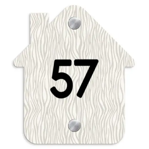 Beige golvende strepen - Traditioneel Naambord Huisje klein -3d