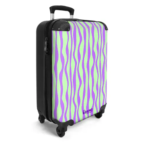Lila strepen op een mintgroene achtergrond NBS - Handbagage koffer - Volwassenen Unisex middel -productfoto_3d