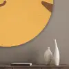 Kat - Simplistisch - Oranje - Vrolijk Akoestische PET Vilt - Rond klein -sfeer5_closeup