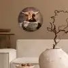 Schotse hooglander - Krant - Toilet Wandcirkel kunststof plaat 5mm dik klein -sfeer1