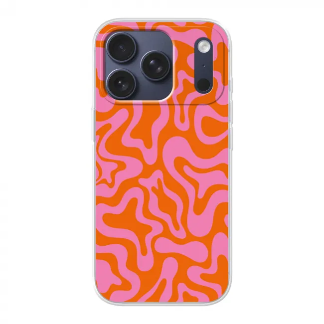 Telefoonhoesje - Patroon - Roze - Oranje - Abstract - Modern